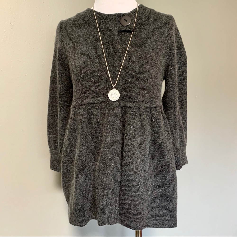 BCBG Angora/wool blend Empire Waist Button Sweater